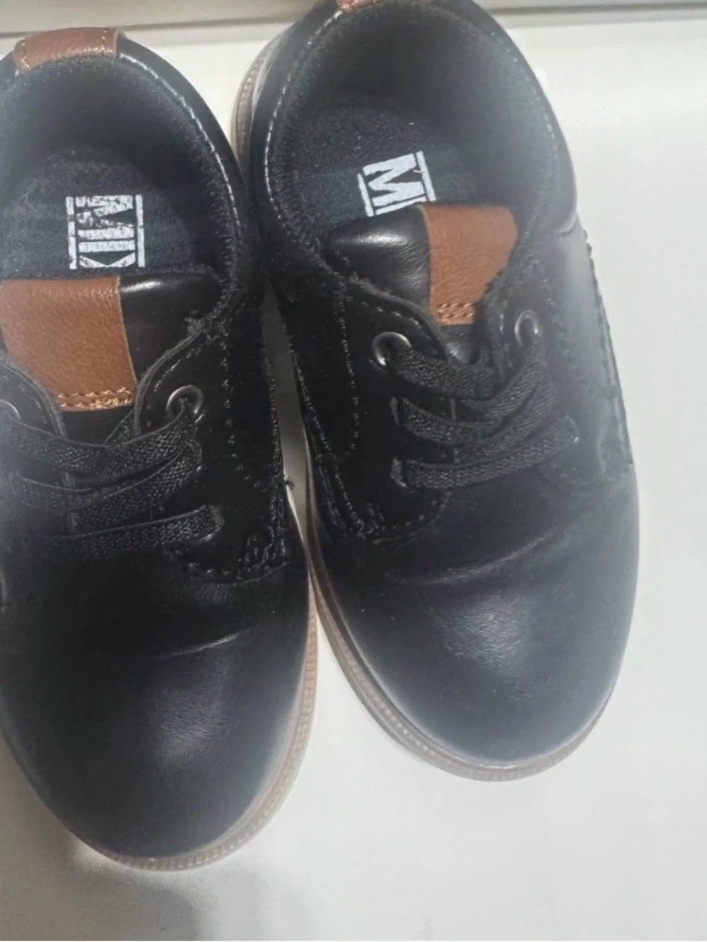 Mix No. 6 Black Kids Dress Shoes with Brown Tongue Accent